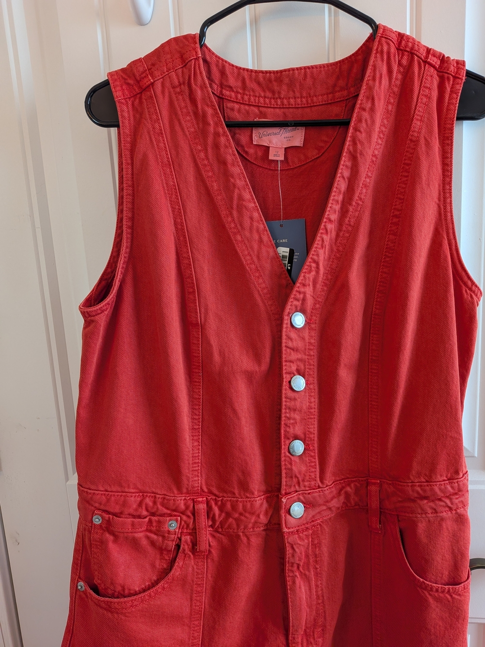 Red Denim Jumpsuit